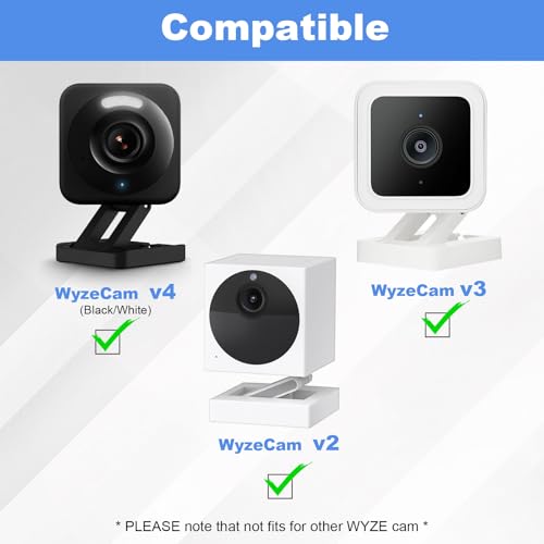 2 Pack Window Mount fits for Wyze Cam V4/V3 – Stick-On Glass Camera Holder for Outdoor Monitoring, Birdwatching, Pet Viewing, No-Drill Mount for Renters – Not for Double Pane or Frosted Glass,Black