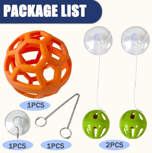 5PCS Bearded Dragon Enrichment Toys Feeder Ball, Interactive Feed Toys,Bells Exercise Ball for Lizard Gecko Reptile Animals,Reptile Tank Accessories