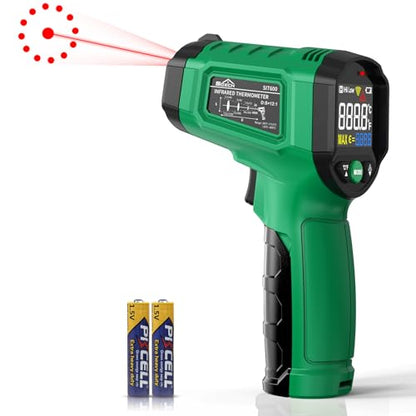 Infrared Thermometer Gun,SQECH Laser Thermometer Gun -58℉～1112℉(-50℃～600℃),Non-Contact Temperature Gun with Adjustable Emissivity&Color Backlight for Cooking, Pizza Oven,BBQ,Fridge,Engine,HVAC(Green) - color: Green(-58℉～1112℉)