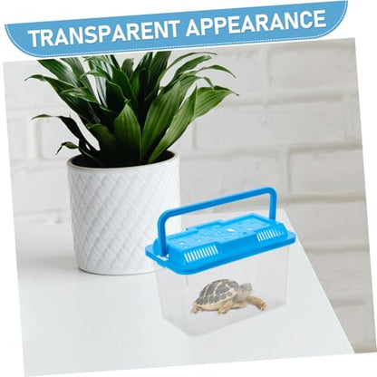BESPORTBLE Portable Transparent Plastic Aquarium for Small Turtles Lightweight Travel Fish Tank with Lid Turtle Habitat and Easy to Clean Reptile Container for Pets