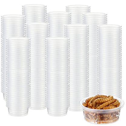 EBOOT 500 Pcs Plastic Feeder Cups - Reptile Water & Food Bowls for Gecko, Lizards, Tarantula & Other Small Pets (0.5oz)