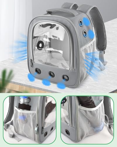 DBNESS Guinea Pig Carrier Backpack, Portable Rabbit Travel Carring Bag for Pet Bunny Chinchilla Bearded Dragon Hamster Parrot Outgoing Pouch Case with Water Bottle Holder & Detachable Pad (Light Gray) - color: Light Gray