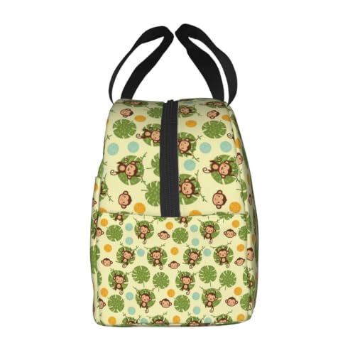 Women Monkey Palm Print Insulated Cooler Tote Bag | Cute Monkey Palm Leaves Yellow, Thick Foam Insulated Tote, Water-Resistant, Perfect for Hiking & Beach - color: Pattern (846)