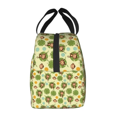 Women Monkey Palm Print Insulated Cooler Tote Bag | Cute Monkey Palm Leaves Yellow, Thick Foam Insulated Tote, Water-Resistant, Perfect for Hiking & Beach - color: Pattern (846)