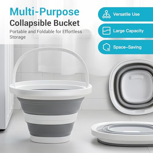 Collapsible Bucket with Handle. 10L 2.6-Gallon Capacity, Designed for Outdoor Car Washing, Fishing, and Household Cleaning. Portable and Space-Saving