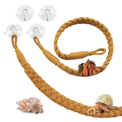 kathson 2 PCS 26 Inches Hermit Crab Climbing Toys,Reptile Vines Toy Hermit Crab Rope Ladder Bendable Hermit Crab Supplies Tank Terrarium Accessories for Hermit Crabs Lizards Leopard Geckos - color: 【Color：Khaki】