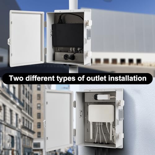 Namunanee Outdoor Electrical Junction Box, ABS Water Resistant Enclosure with Internal Mounting Panel & Hinged Cover (13" H* 9.2" L* 4.6" W & Outlet) - size: 13"H x 9.2"L x 4.6"W & Outlet