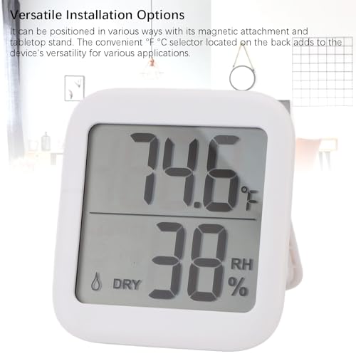 Digital Thermometer Hygrometer Accurate LCD Display Indoor Temperature Humidity Meter for Home Office Greenhouse ABS Black 2.68x2.93x0.59in