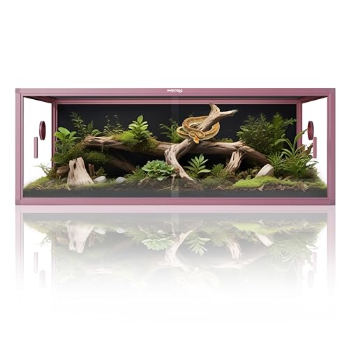 Lightweight 85 Gallon Reptile Enclosure for Snake, Bearded Dragon | Optimal Ventilation & Light Penetration by Rust Proof Mesh Top, Easy Assembly within 6 Steps with Clear Instruction - color: Bloom Pink, size: 85 Gallon