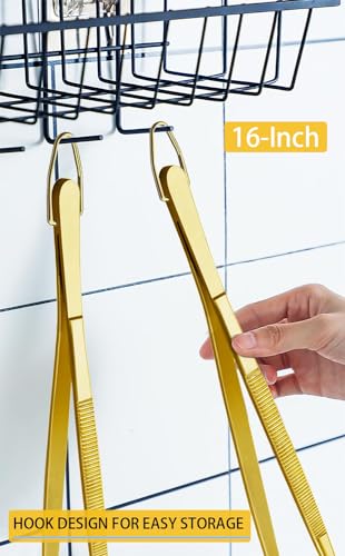 JETKONG 2 Pcs 16-Inch Heavy Duty Cooking Tweezers Extra Large Stainless Steel Food Tweezers Gaint Kitchen Tweezer Tongs (Gold) - color: Gold, size: 16+16 Inch