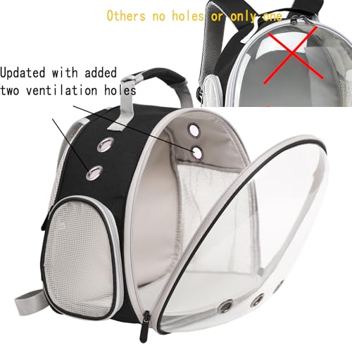 Desert Iguana Backpack Carrier,Bearded Dragon Portable Backpack Carrier with Small Backpack Harness Leash Set,Space Capsule Clear Bubble Window Travel Backpack for Lizard Travel,Guinea Pig,Rabbit - color: Black