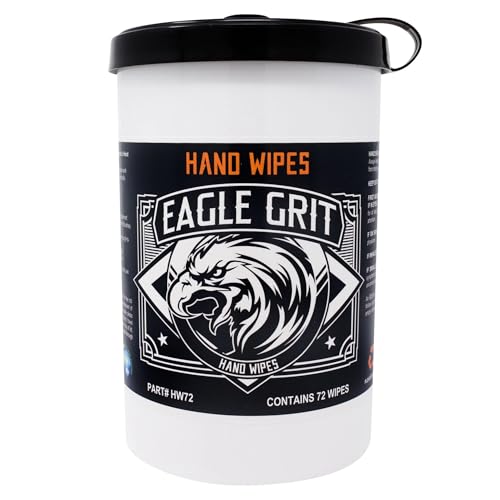 Eagle Grit Heavy Duty Cleaning Wipes – 72 XL Pre-Moistened Degreasing Hand & Tool Wipes – 10”x12” Industrial Strength Shop Towels – Removes Grease, Oil, Ink, Adhesives & Grime – USA Made
