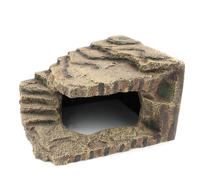 Resin Reptile Hideouts Cave Habitat Decor, B- Extra Large | For Gecko, Leopard Lizards, Toad, Turtle