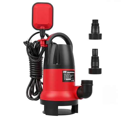 Prostormer 1HP 3700GPH Submersible Sump Pump with Automatic Float Switch | Red Water Pump, Draining Transfer Clean & Dirty Water, for Pools/Ponds/Gardens/Flooded Cellars/Aquariums/Irrigation - color: Red