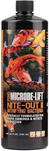 MICROBE-LIFT Nite-Out II Water Cleaner for Outdoor Ponds and Water Gardens, Rapid Ammonia and Nitrite Reduction (32 Ounces) - size: 32 Ounces