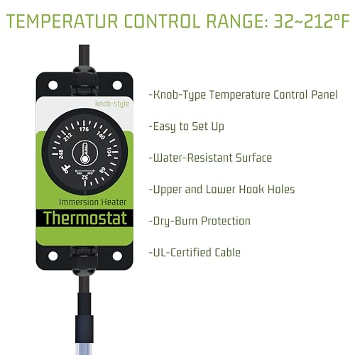 3000W 240V Titanium Submersible Water Heater for Pool, Pond, Hot Tub, Above Ground/inground Pool, Spa, Bathtub & Baptismal – Portable Electric Immersion Heater with Knob-Style Thermostat