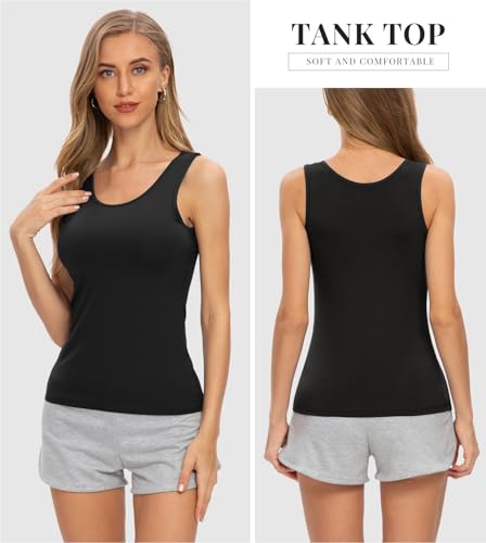 Rosyline 4 Piece Women Tank Tops Basic Sleeveless Undershirt Layering Tanks - color: 3-black/Black/Black, size: Small