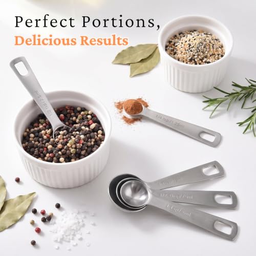 18PCS Measuring Cups and Spoons Set, Include 7 Nesting Measuring Cups, 6 Measuring Spoons and 5 Mini Spoons, Stainless Steel Metal Measuring Set, Kitchen Gadgets for Cooking & Baking - size: 18PCS Set