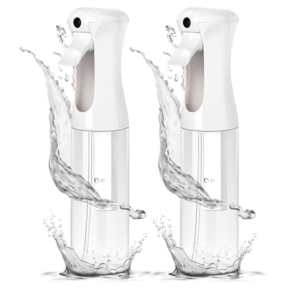 Spray Bottle for Hair – Continuous Mist Spray Bottle for Hair Care, Styling, Cleaning, Plants, Pets & Essential Oils (Pack of 2 - Clear, 10oz)