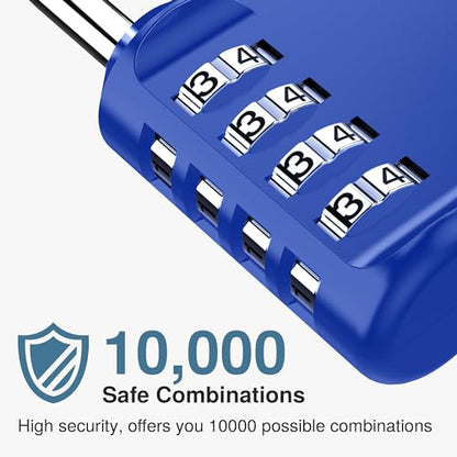 Puroma 1 Pack Combination Lock Locker 4 Digits Combo Padlock Gym Blue | For School Gate Fence Toolbox Hasp Storage, Outdoor, Resettable, Weatherproof, Side Window, Crack Cut Resist, Hardened Steel - color: Blue