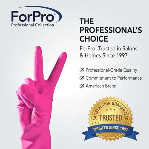 ForPro Natural Rubber Gloves, 6 Pairs Reusable Multi-Purpose Household Cleaning Gloves with Soft Inner Lining, Waterproof & Chemical-Resistant, Cotton Candy, Large - color: Cotton Candy, size: Large