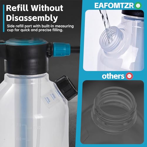 70oz Sprayer Bottle, 0.5gal Pump Sprayer for Flowers, Potted Plant, Handheld Water Bottle with Easy Refill Side Port, Measuring Cup Cap, Clear Bottle with Scale, Aluminum Wand