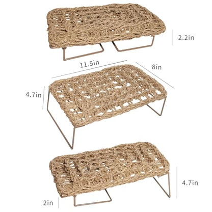 Bearded Dragon Hammock Reptile Tank Accessories Decor Basking Platform Metal Legs Bed Habitat for Lizard Leopard Gecko Snake Hermit Crab and Frog (Rectangle) - style: Rectangle