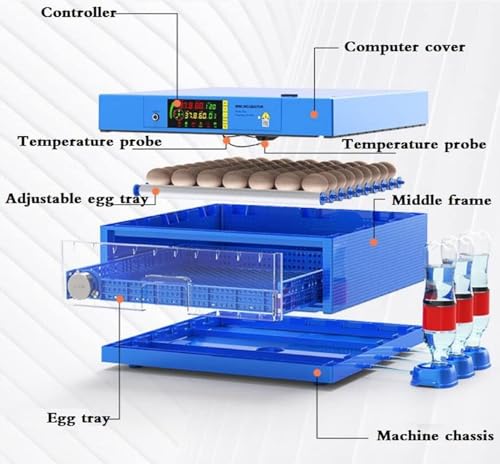 Generic Egg Incubator, LED High-Efficiency Automatic Egg Turning & Temperature Control, Automatic Incubator for Hatching Eggs, for Hatching Chicken Duck Quail Eggs, 256 Eggs, Blue