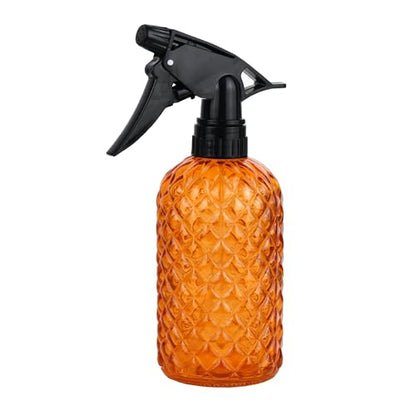 Glass Handheld Spray Bottle - 12oz Refillable Bottle ，Adjustable Nozzle Watering Can for Garden Plants Cleaning Solutions (Orange) - color: Orange