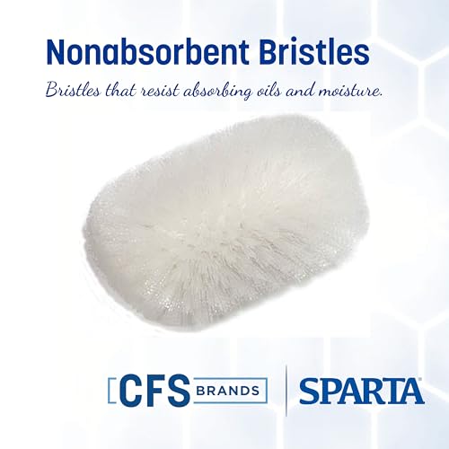 SPARTA 5-1/2" Tank and Kettle Scrub Brush Head Heavy-Duty Tile Brush, Handle Compatible (Sold Separately) for Access in Spacious Containers, Nylon Bristle, 9.5 x 5.5 x 4 Inches, White - size: 9.5 Inches