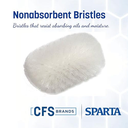 SPARTA 5-1/2" Tank and Kettle Scrub Brush Head Heavy-Duty Tile Brush, Handle Compatible (Sold Separately) for Access in Spacious Containers, Nylon Bristle, 9.5 x 5.5 x 4 Inches, White - size: 9.5 Inches