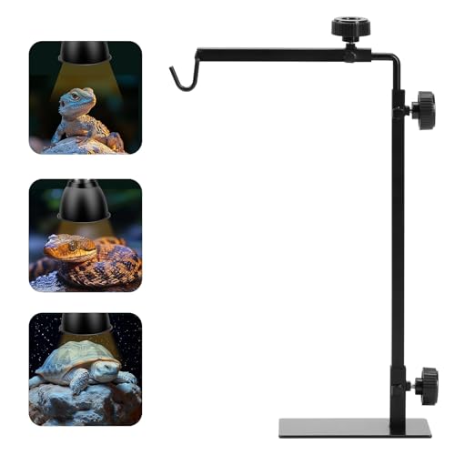 Simple Deluxe Reptile Light Stand Adjustable 14-26 inch Floor Lamp Holder, Metal Bracket for Reptile Tank & Terrarium Heating Light - size: Lamp Stand S