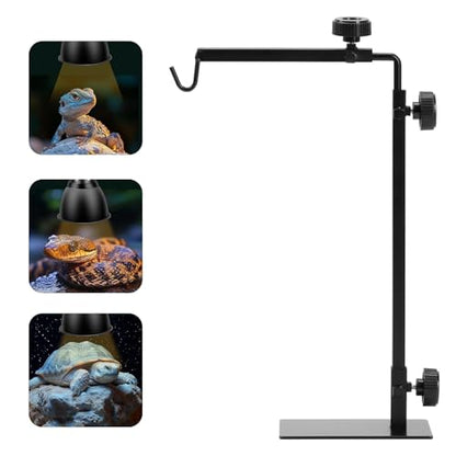 Simple Deluxe Reptile Light Stand Adjustable 14-26 inch Floor Lamp Holder, Metal Bracket for Reptile Tank & Terrarium Heating Light - size: Lamp Stand S