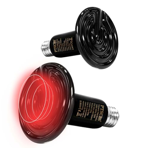 50W Reptile Heat Lamp(2 Packs)-Ceramic Heat Emitter for Reptiles Amphibian Pet Brooders Chicken Incubation, and Terrariums Turtle Lizard Bearded Dragon Snake E26 - size: 50 Watts