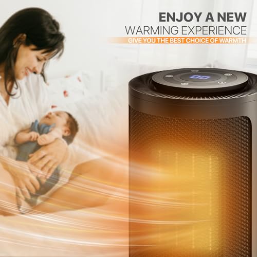 Magshion Portable Electric Space Heater, 1500W Electric Heaters Indoor Portable with Thermostat, PTC Fast Heating Small Heater with Remote for Bedroom, Office and Indoor Use - size: Round - 1500W - Remote