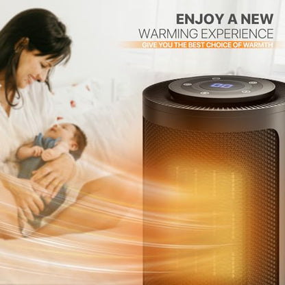 Magshion Portable Electric Space Heater, 1500W Electric Heaters Indoor Portable with Thermostat, PTC Fast Heating Small Heater with Remote for Bedroom, Office and Indoor Use - size: Round - 1500W - Remote