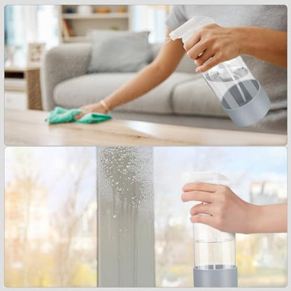 Worldgsb 2 Pack Glass Spray Bottles with Silicone Sleeve, 16 oz Empty Refillable Containers with Adjustable Spray Nozzles, Spray Bottles for Hair, Cleaning Solutions and Plants - color: Grey