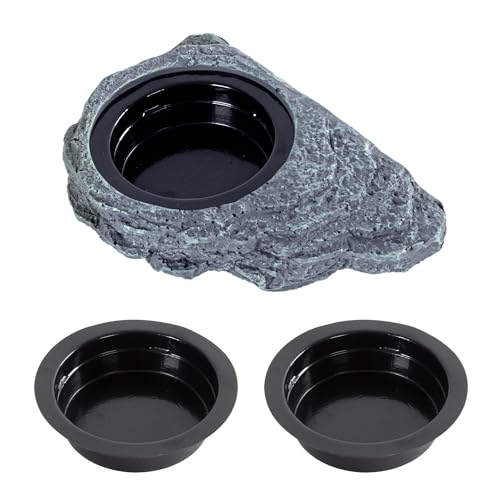Wacool Magnetic Gecko Ledge - Single Bowl Reptile Feeding Tray with 3 Feeding Cups for Geckos, Lizards, Chameleons and Reptile Pets - size: Single slot