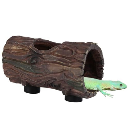 Magnetic Reptile Hide Cave Resin Hollow Tree Trunk Hideout, Gecko Hide with Strong Magnetic Climbing Toy Reptile Tank Accessories for Crested Gecko,Lizard, Terrarium Decor