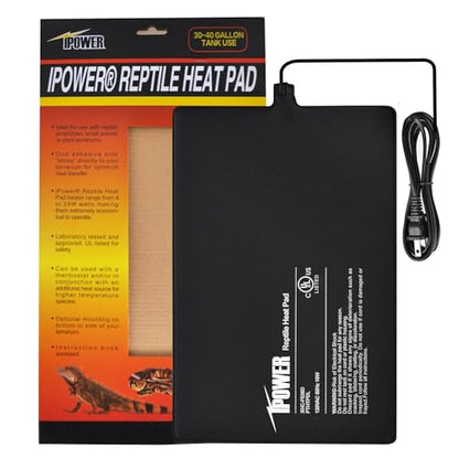 iPower 8 by 12-Inch 16 Watt Reptile Heat Pad Under Tank Terrarium Heater Heat Mat for Small Animals - color: Black-1 Pack, size: 8" X 12", style: Heat Pad