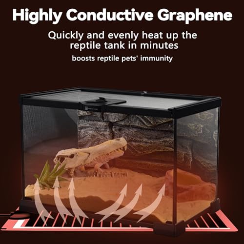 Hamiledyi Reptile Heat Pad Heating Pad Under Tank Hermit Crab Heater Hygrometer Thermometer Heat Mat for Lizard Snake Gecko Turtle Frog Spiders (14W)