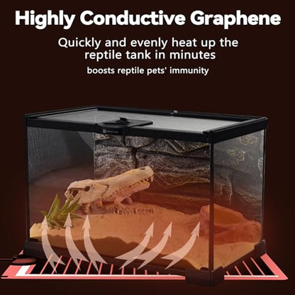 Hamiledyi Reptile Heat Pad Heating Pad Under Tank Hermit Crab Heater Hygrometer Thermometer Heat Mat for Lizard Snake Gecko Turtle Frog Spiders (14W)