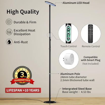 Grow Lights, 85" Full Spectrum Plant Light for Indoor Plants, 4/8/12H Timer, 40W Grow Lamp, 10 Dimmable Brightness, Height Adjustable, Ideal for Large Tall Plants - color: 2300-6500K, 4/8/12 Timer, Remote