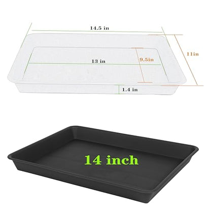 VUWEZ Plant Saucer Growing Trays, Seed Starter Tray, 14"x11", Heavy Sturdy Plastic Microgreens Saucers, Propagation Saucer Rectangular, Humidity Trays, Seedling Seed Starter Growing Tray - color: Black, size: 14.5'' x 11'' x 1.5'' (1 pack)