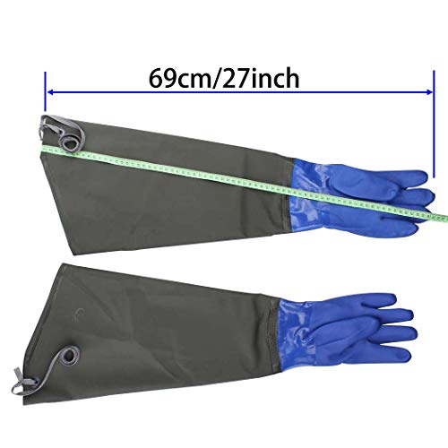 Eiito Drain Cleaning Gloves,Pond Gloves,Long Rubber glove,Waterproof Elbow Length Rubber gloves- 27 Inch Insulated Waterproof