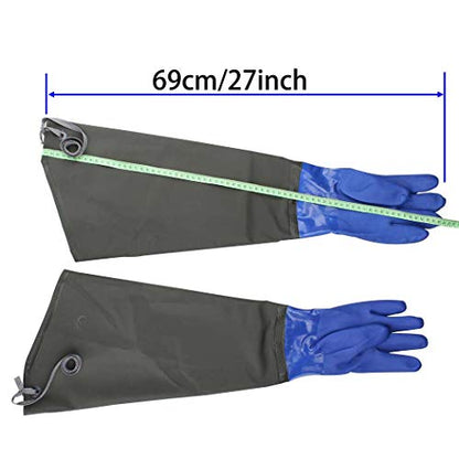 Eiito Drain Cleaning Gloves,Pond Gloves,Long Rubber glove,Waterproof Elbow Length Rubber gloves- 27 Inch Insulated Waterproof