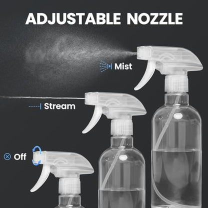 DIYSELF 4 Pack Spray Bottles, 500ml / 16oz Empty Plastic Water Spray Bottle | Fine Mist Clear Spray Bottle for Cleaning, Hair, Plants, Alcohol, BBQ, Garden, Travel, Squirt Bottle Lab Weighing Bottles - color: Clear, size: 4-Pack
