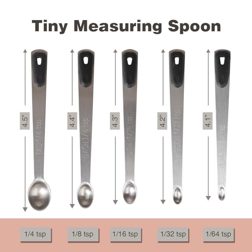 1Pack Small Measuring Spoon Set with Black Silicone Grip | Food-Grade Stainless Steel, High Precision, Dishwasher-Safe, Easy-Read Markings, Multi-Purpose, Lightweight & Durable - color: Black