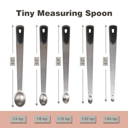 1Pack Small Measuring Spoon Set with Black Silicone Grip | Food-Grade Stainless Steel, High Precision, Dishwasher-Safe, Easy-Read Markings, Multi-Purpose, Lightweight & Durable - color: Black