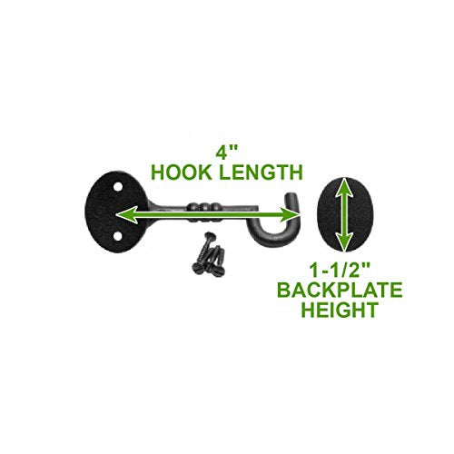 Renovators Supply Manufacturing Door Latch Lock 5 in. Wrought Iron Hook and Eye Latch for Door with Mounting Hardware - size: 5 Inch